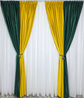 Draperie Catifea in doua culori: verde smarald cu galben